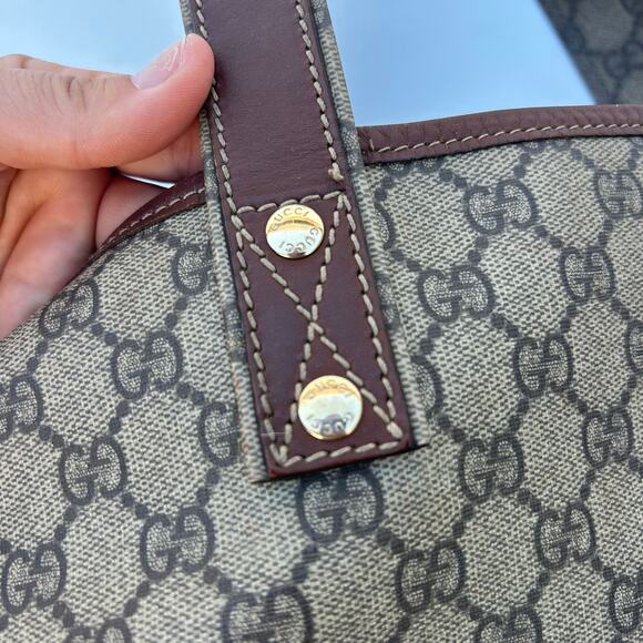 Gucci GG Monogram Tote Bag Web Loop Coated Canvas Designer Authentic Purse - Picture 11 of 16